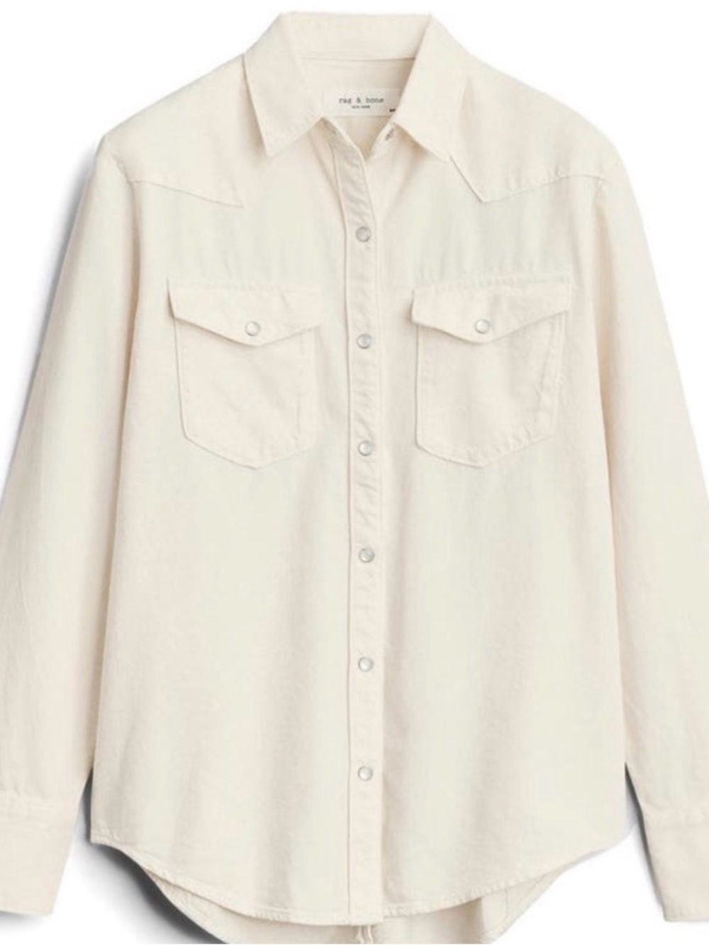 rag & bone Pearl Snap Western Shirt Off White Ivory Button Up Size XS